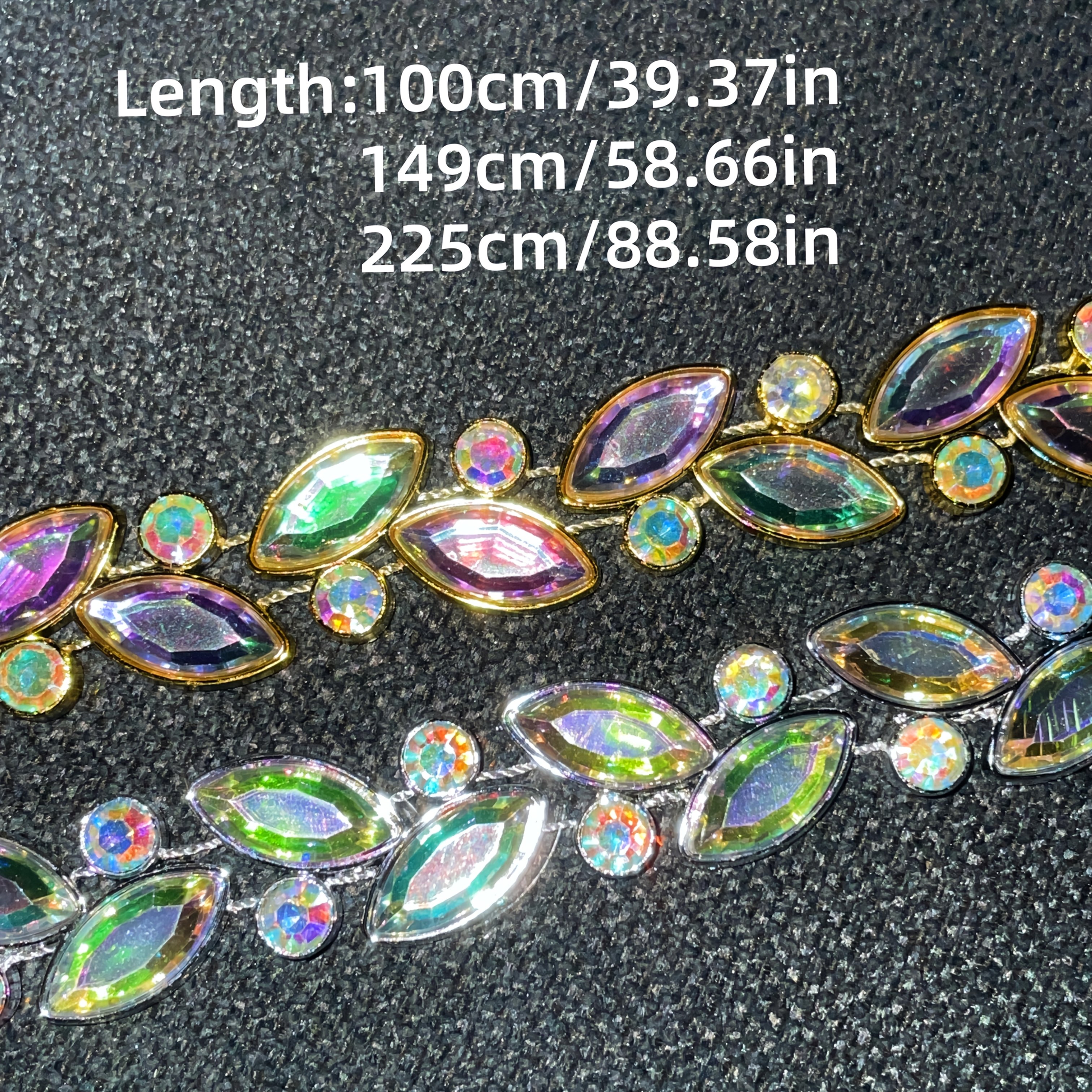 AB Luxurious Iridescent Crystal Rhinestone Chain, 100cm/149cm/225cm
